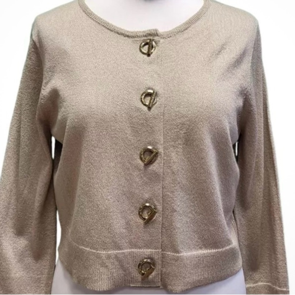 Calvin Klein Cream and Gold Cardigan Sweater